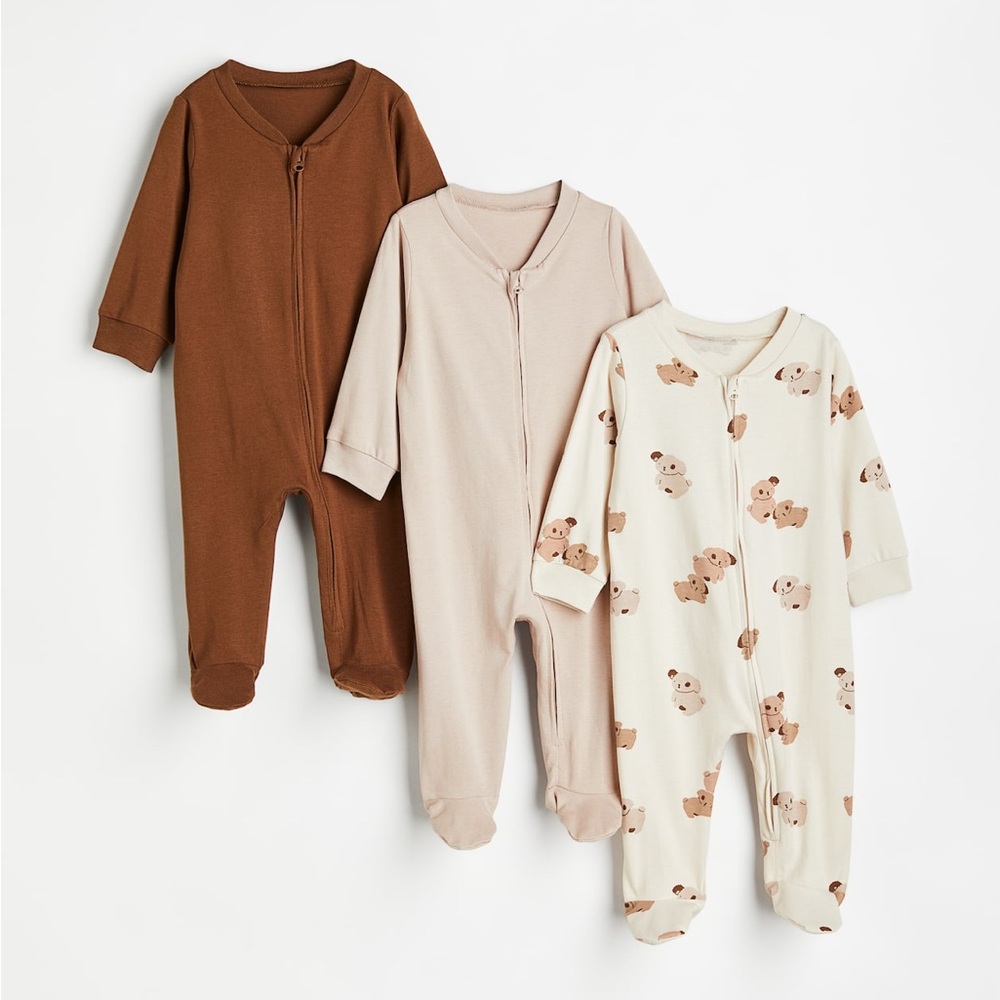 3-pack zip up pajamas